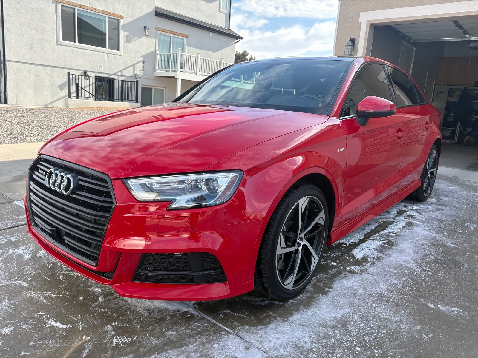 Clean red Audi after an exterior detail
